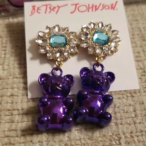 2 pc Bundle  Betsey Johnson Earrings & small makeup bag* - Picture 4 of 13